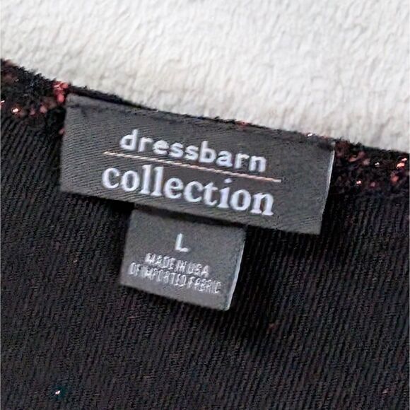 Y2K Sparkly Faux Wrap Blouse Women's Large Black Red Short Sleeve Swirly Print - Picture 4 of 6